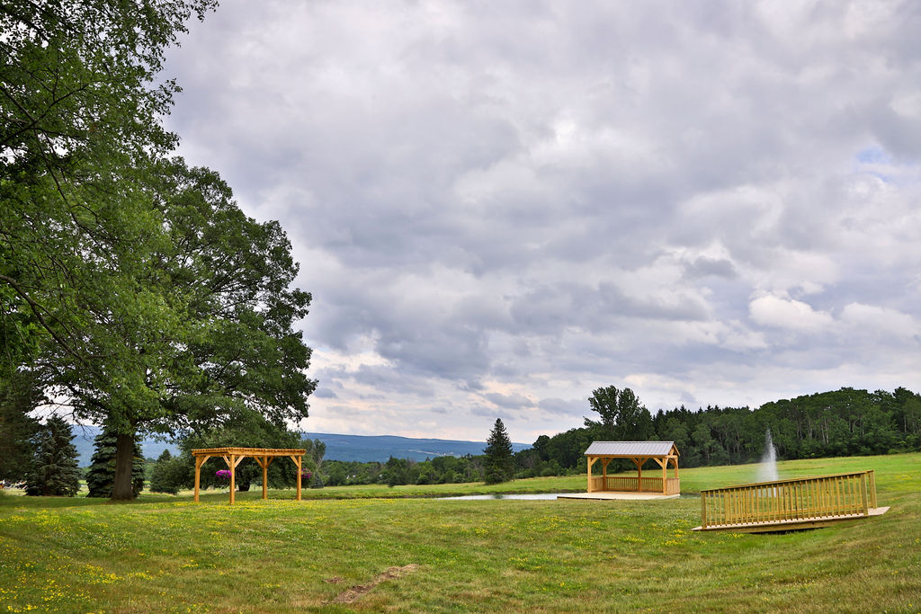 View of Rock Stream Retreat's primary wedding ceremony area.